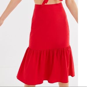 Emily drop waist ruffle midi skirt